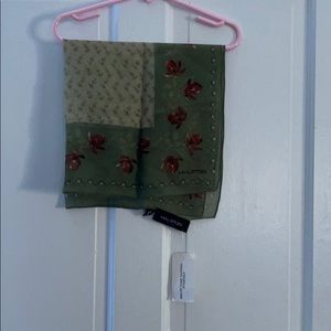 NWT green Halston 100% silk scarf